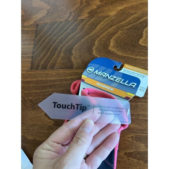 Manzella Women's M/L Pink Black Ivory Equinox Ultra TouchTip Warmer Gloves NEW - Picture 2 of 5